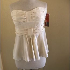 Nanette Lepore sexy bustier strapless blouse cream